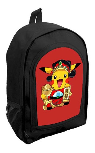 Mochila Negra Infantil Nena Nene Pikachu Pokemon Tt12