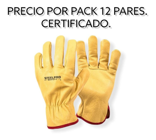 Guante De Vaqueta Supervisor Cuero Certificado Steelpro X12 