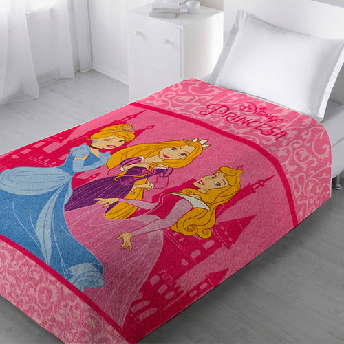 Frazada Infantil Soft 1 Plaza Princesas 150 X 200 Cm Color Rosa