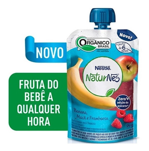 Imagem 3 de 4 de Papinha Bebê Banana Maçã Framb. Orgânico 99g 12un Naturnes