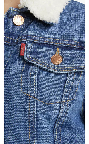 Chamarra Levis Mezclilla Sherpa Trucker Niña Grande Borrega