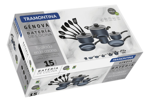 Bateria De Cocina Tramontina Paris 15 Piezas Color Azul