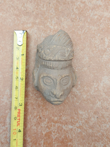 Antiguo Silbato De Barro Con Forma De Rostro Indígena (Usado)