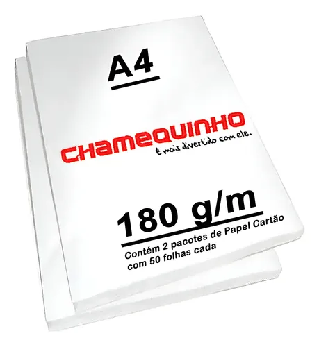 Papel Cartão Branco - Grosso 180g - Tamanho A4 - 100 Folhas Branco