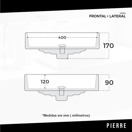 Cuba Louça Pierre Apoio Preta Inowar Banheiro C/ Válvula De Click