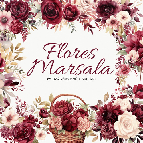 Kit Digital Arquivos De Corte Flores Marsala Em Png