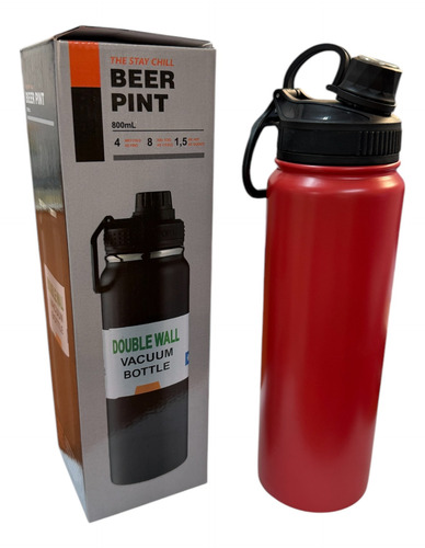 Botella Térmica 800ml Acero Inoxidable Con Filtro Infusiones Rojo