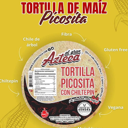 Tortillas Gluten Free Picosita Con Chiltepín 6 Pack