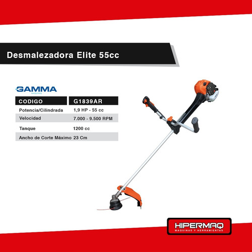 Imagen 5 de 10 de Desmalezadora 55cc Gamma Elite Motoguadaña Parques Jardin