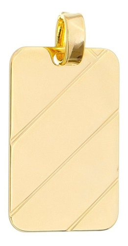 Pingente Masculino Placa Chapa 3cm 2cm Folheado Ouro Cor Dourado