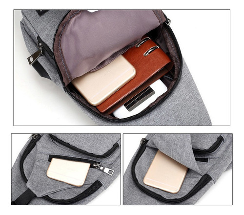 Hombres Bolso De Hombro Usb Carga Anti Robo Seguridad Para V