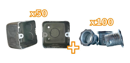Kit 50 Cajas De Chapa Rec / Oct / Mig + 100 Conectores 3/4