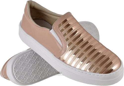 Sapato Tênis Slipper Feminino Metalizado Prata Sola Alta Top | Mercado Livre