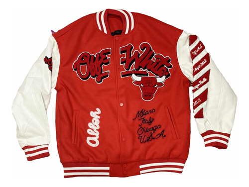 Chaqueta Campera Nba Chicago Bulls En Rojo Estilo Universit