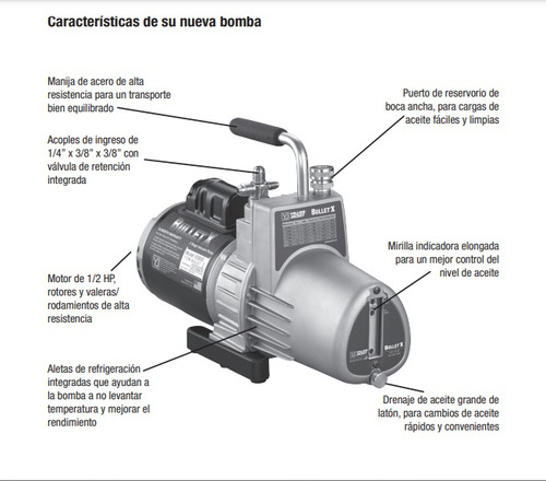 Bomba de Vacío Yellow Jacket Bullet X (93600) 1/2hp 7 Cfm 1725 Rpm
