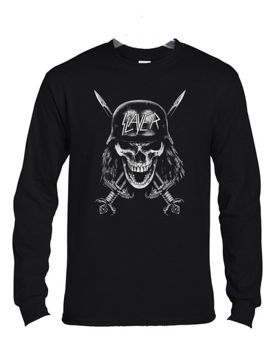 Polera Ml Slayer Skull Helmet Greyscale Metal Abominatron