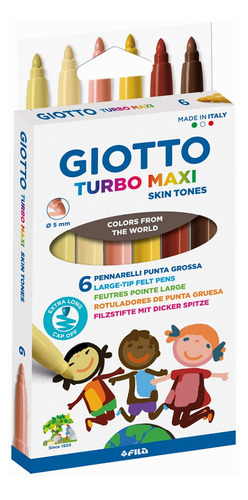 Marcador Giotto Grueso Turbo Maxi X 6 Skin Tones