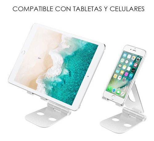 Soporte Metal Celular Tablet Pad De 4'' A 13'' Lujo Abatible Color Plata