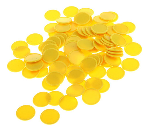 100 Unids Fichas De Chips Plástico Cóncavo Amarillo