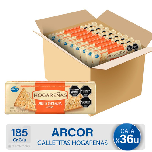 Galletitas Mix De Cereales Avena Hogareñas Arcor Salada Caja