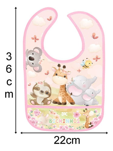 Avental Escolar Infantil Plástico Estampado Bichinhos Peva Cor Branco
