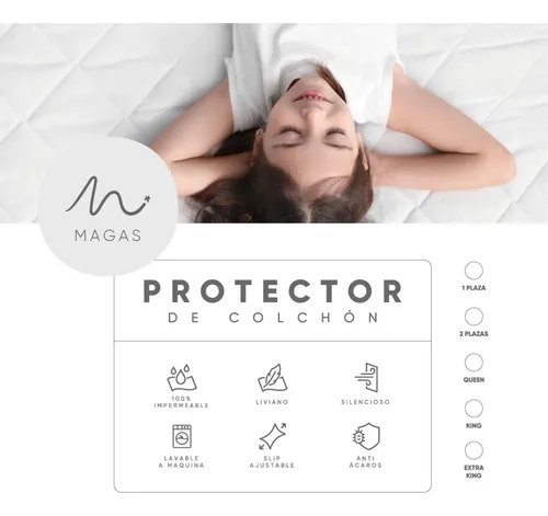 Cubre Colchón Impermeable 1.5 Plazas Protector Capitoneado Blanco Capitoneado 1 1/2 Plaza