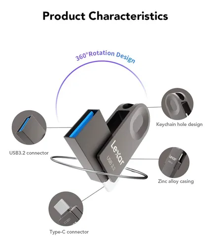 Lexar E32c 128gb Type-c Usb Flash Drive, Usb-a&usb-c 3.2 ...