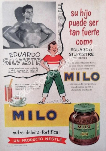 Cartel Eduardo Silvestre Y Chocolate En Polvo Milo 1958