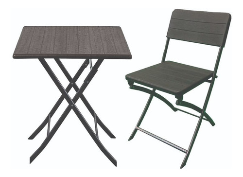 Imagen 1 de 2 de Juego Mesa Plegable + 2 Sillas Simil Madera 62x74cm