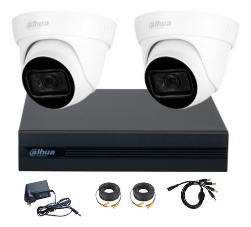 Imagen 1 de 8 de Kit 2 Cámaras Dahua C/ Audio Exterior Hd Dvr 4 Canales P2p