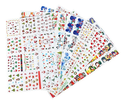 Mj A 6 Hojas De Pegatinas Navideñas For Uñas, Muñeco De