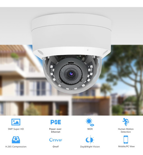 Camara De Seguridad Domo Ip Poe Tennoz 5mp Con Microfono