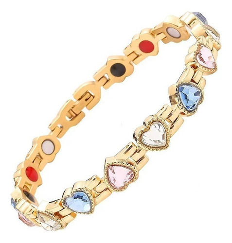 Pulsera Magnética De Diamantes Ajustable En Forma De Corazón