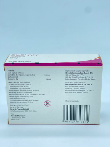 Gilenya Fingolimod 0.5 Mg Cápsulas 28- Novartis