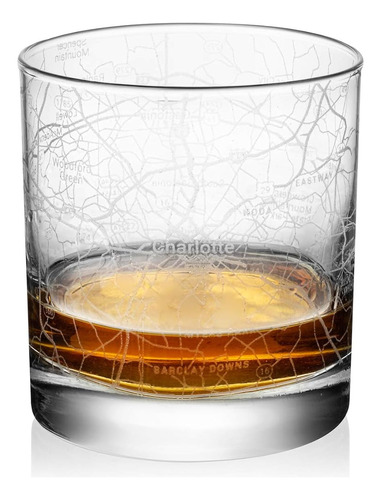 Rocks Whiskey Old Fashioned 11oz Glass Urban City Map Charlo