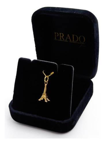 Pingente Torre Eiffel Paris Com Corrente Cartie Ouro 18k