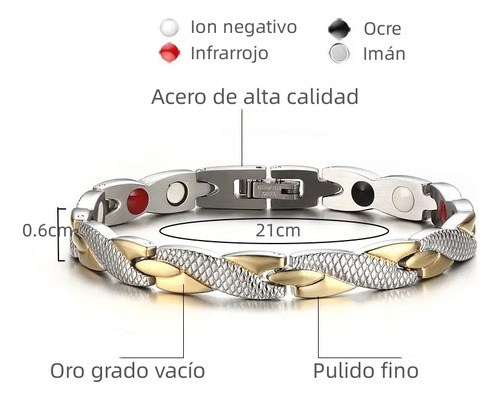Pulsera De Titanio Magnética Ajustabl Reducción Del Dolor