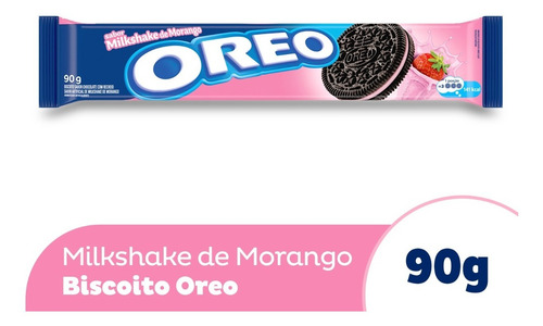 Imagem 1 de 7 de Biscoito Recheado Milkshake De Morango Oreo 90g