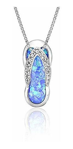 Collar - Sterling Silver Flip Flop Cz Accented Necklace Pend