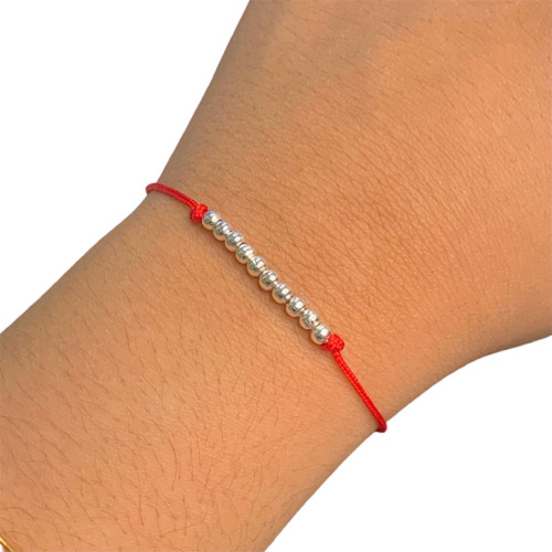 Pulsera Hilo Rojo Con Bolitas Chicas De Plata 925 Ps 270-128