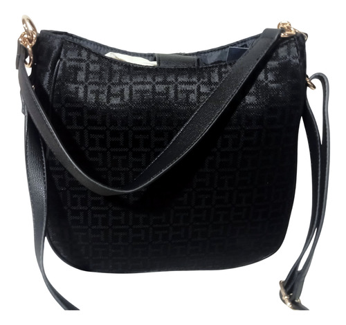 Bandolera Tommy Hilfiger De Tela Con Asas Negras Negro Lisa Negro