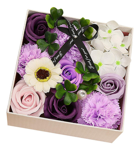 Jabón Caja De Flores De Rosas Regalos Para El Día Púrpura