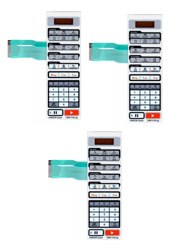 Kit 3 Membranas Teclado Microondas Midea Mtas21 Mtas22