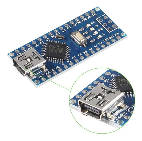 Microcontrolador Nano 3.0 Atmega328p Ch340g Arduino Tipo C