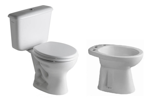 Juego Baño Ferrum Andina Inodoro Largo Bidet Deposito Dual