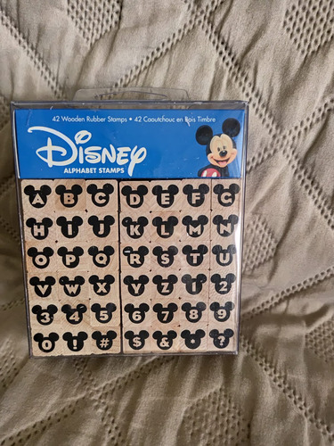 Kit Carimbos Disney Mickey Mouse Letras Números Original Azul Bege