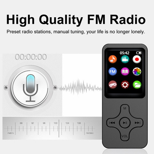 Reproductor Mp3 Mp4 Con Pantalla Digital Bt4.0 Con Altavoz