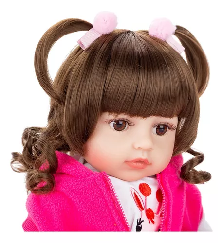 Bebê Boneca Reborn Realista Girafinha Menina de Silicone 48cm Olhos  Castanhos (Pode Dar Banho) IG-500