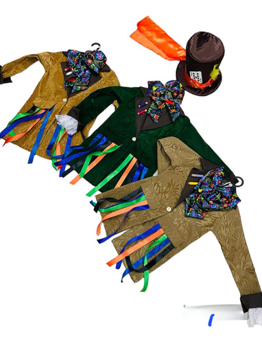 Disfraz De Sombrerero Loco Niños + Peluca + Sombrero