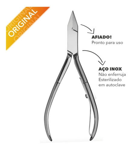 Imagem 2 de 4 de Alicate De Unha Ponta Reta Aço Inox Profissional Enox